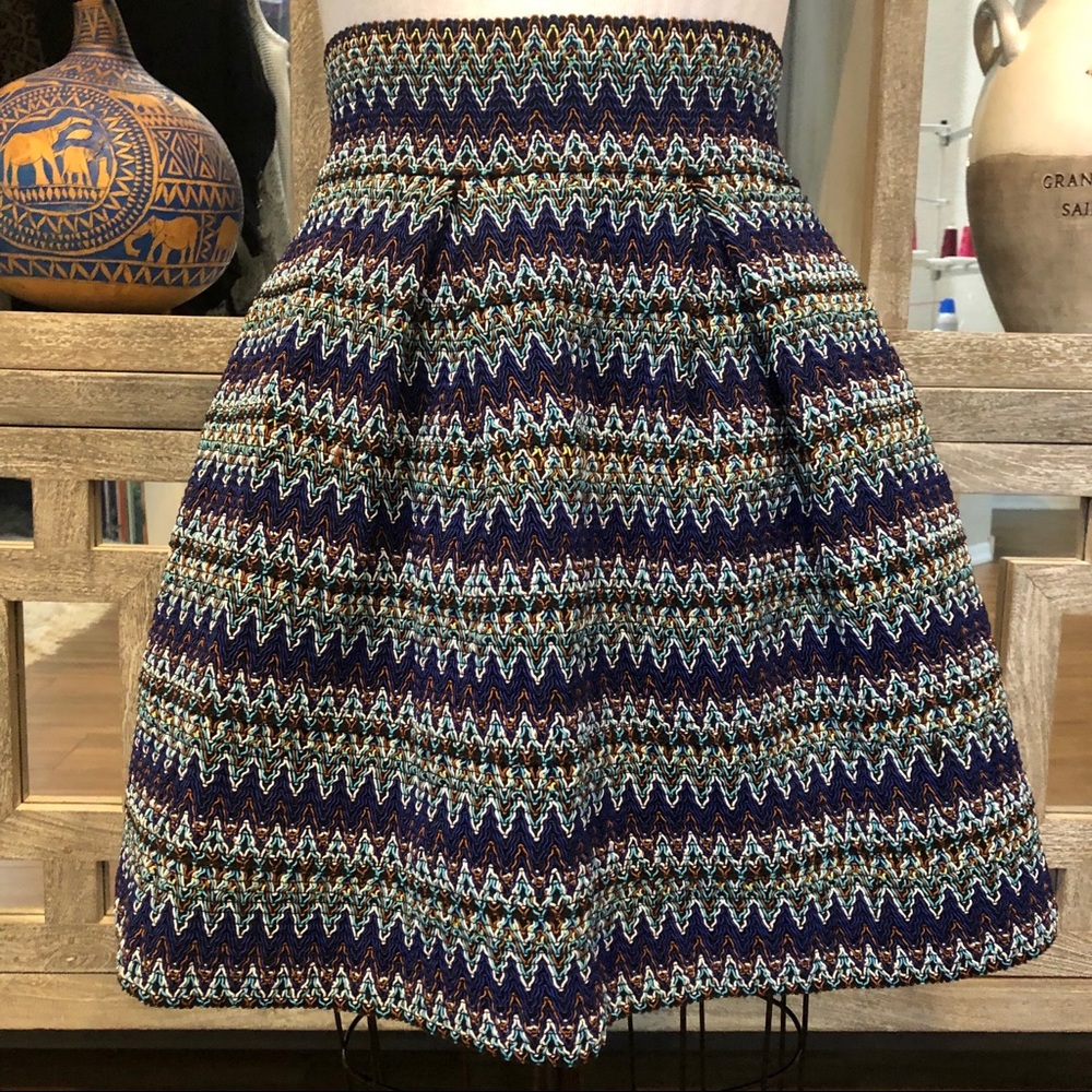 Blue A-line Woven Flare Miniskirt